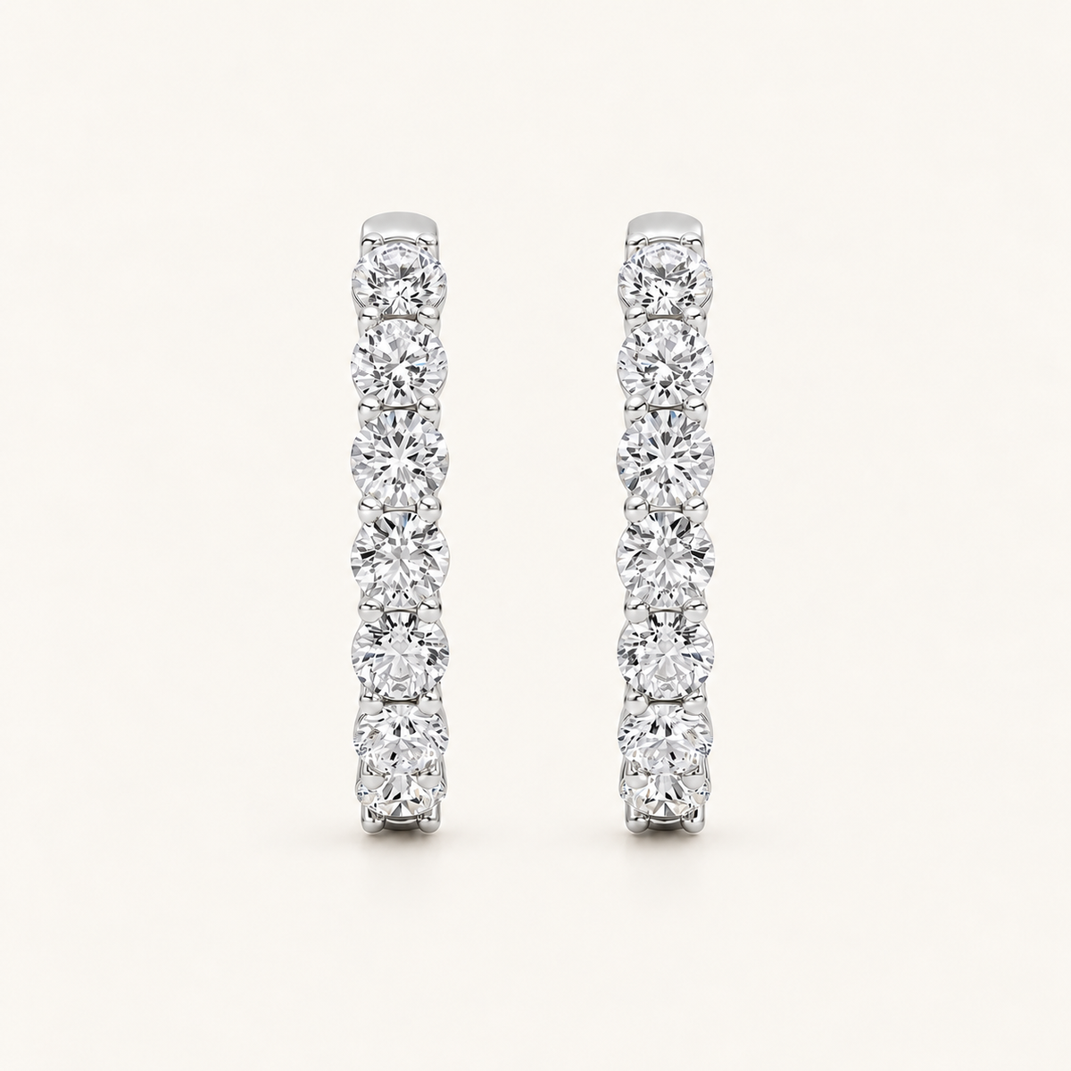 3CT Round Cut Lab Grown Diamond Hoop Earrings