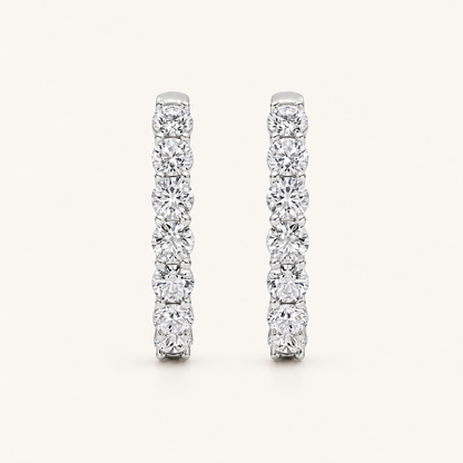 3CT Round Cut Lab Grown Diamond Hoop Earrings