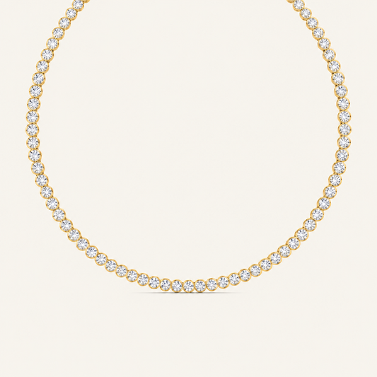 10CT Round Cut Lab Grown Diamond Bezel Set Tennis Necklace