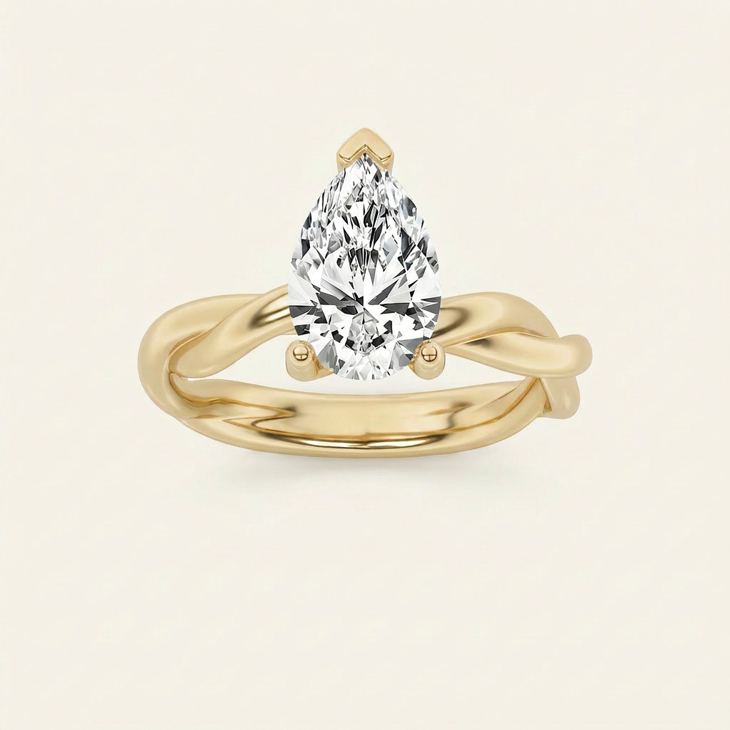 2CT Pear Cut Lab Grown Diamond Solitaire Ring