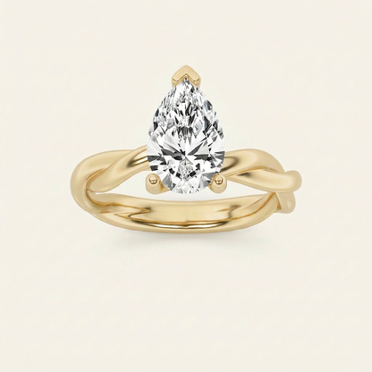 2CT Pear Cut Lab Grown Diamond Solitaire Ring