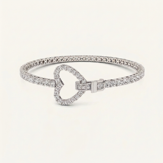 5CT Round Cut Lab Grown Diamond Heart Bracelet