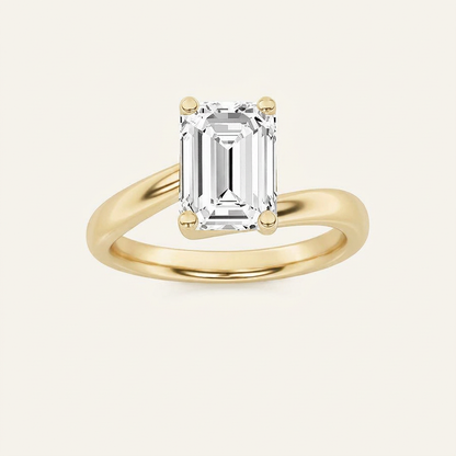 3CT Emerald Cut Lab Grown Diamond Solitaire Ring