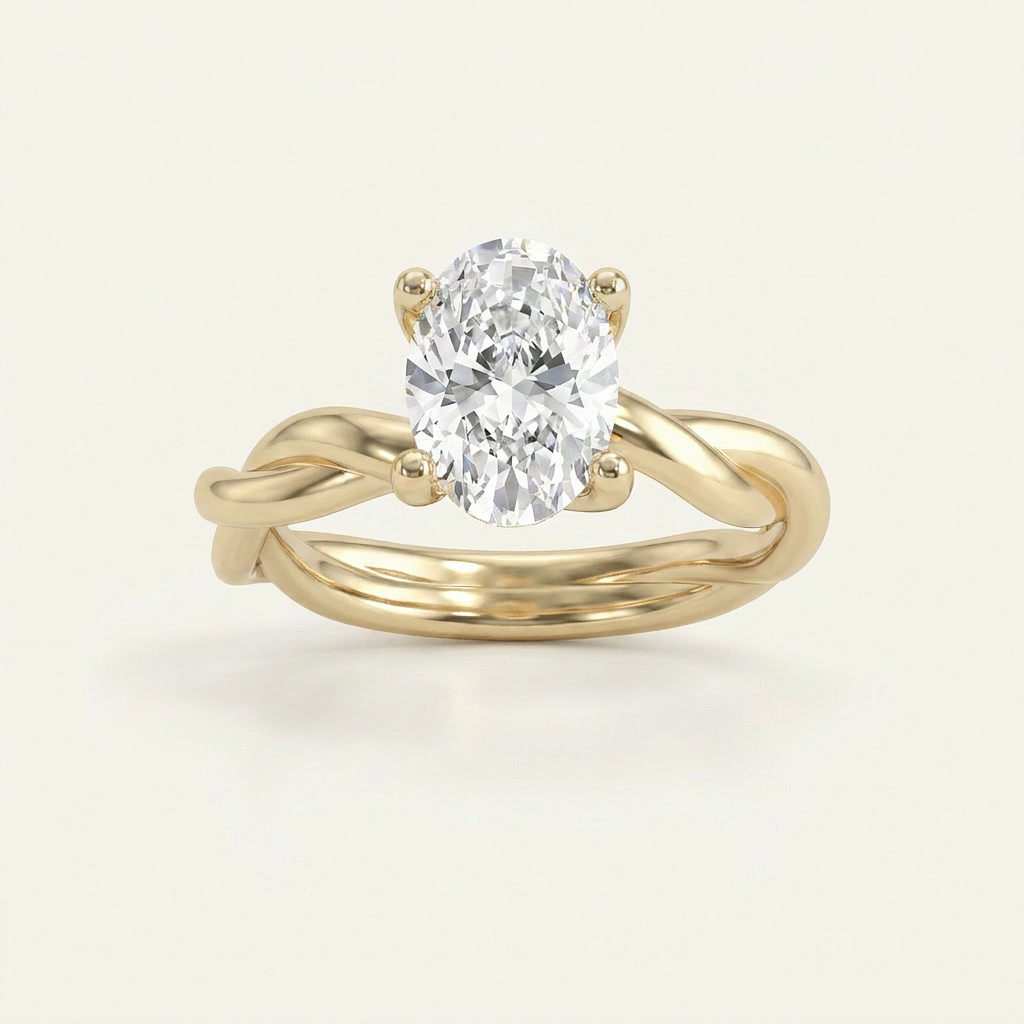 1CT Oval Cut Lab Grown Diamond Solitaire Ring