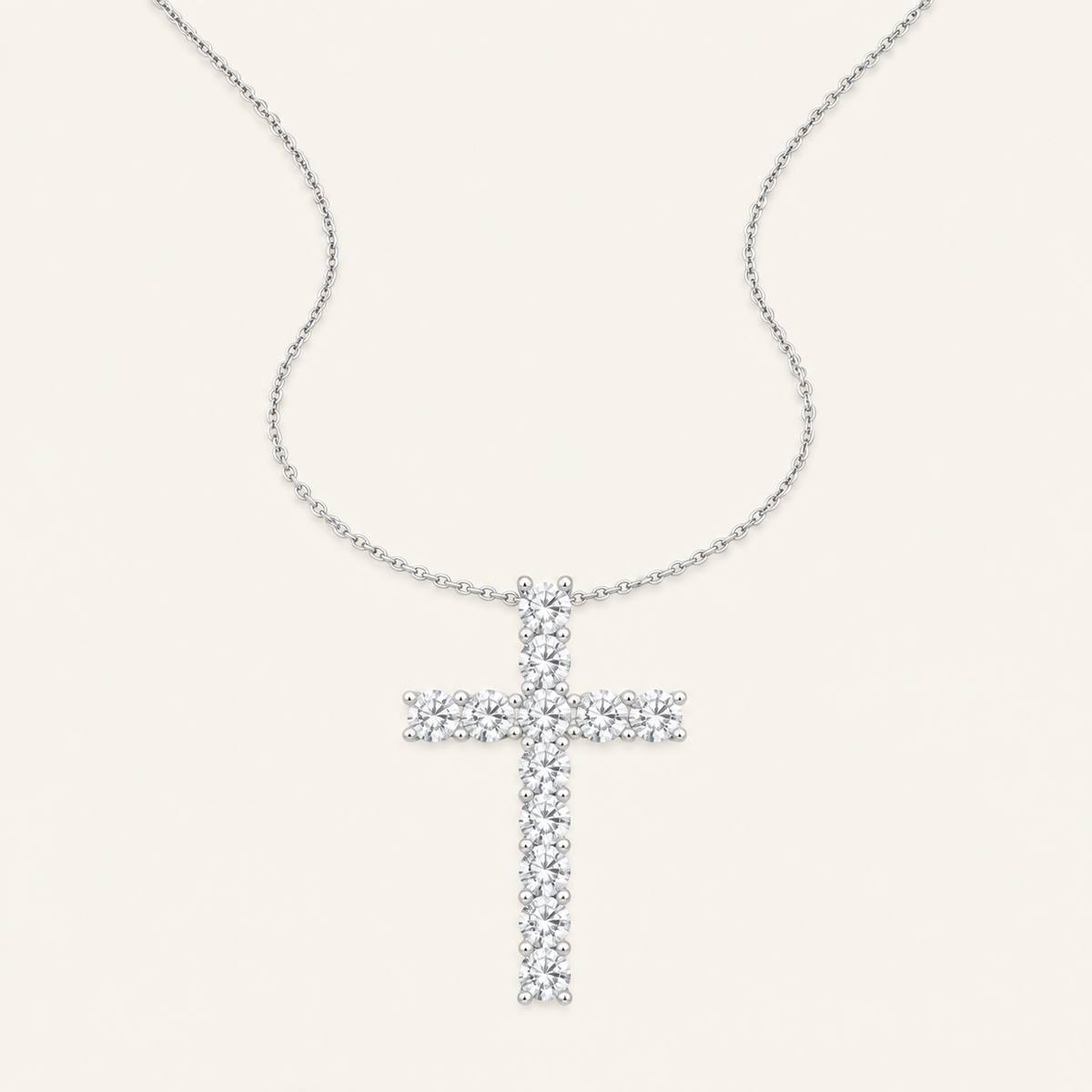 0.50CT Round Cut Certified Lab Grown Diamond Cross Pendant