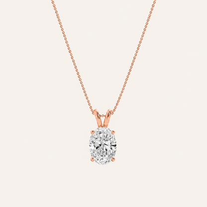 2CT Oval Cut Lab Grown Diamond Split Bale Pendant Necklace