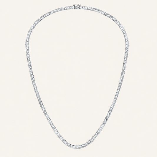 28.58CT Round Cut Lab Grown Diamond Tennis Necklace