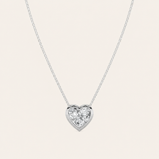 1 CT Heart Shaped Lab Grown Diamond Pendant Necklace