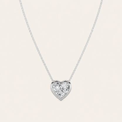 2CT Heart Cut Lab Grown Diamond Pendant Necklace