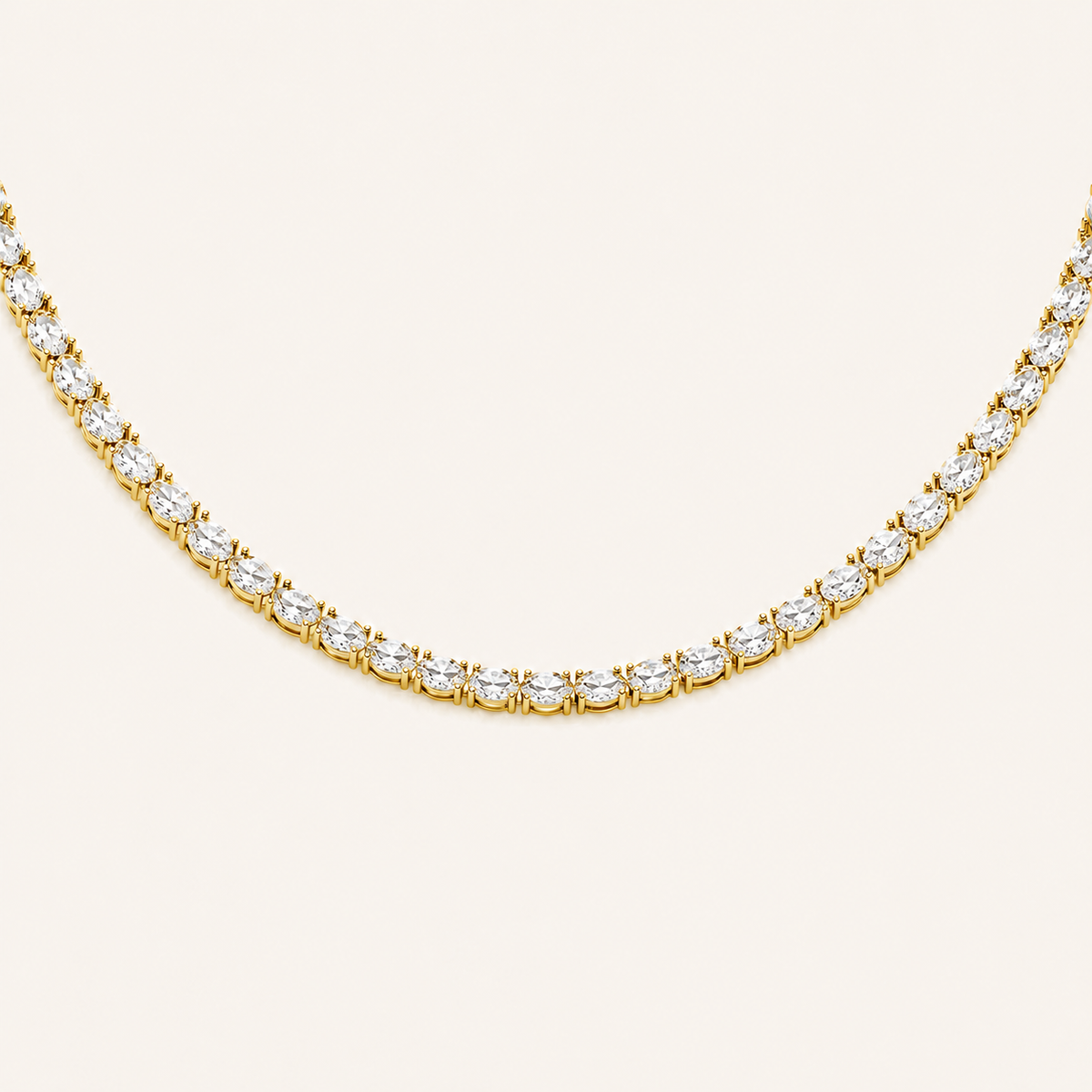 25CT Oval Cut Lab Grown Diamond Tennis Necklace