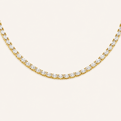 25CT Oval Cut Lab Grown Diamond Tennis Necklace