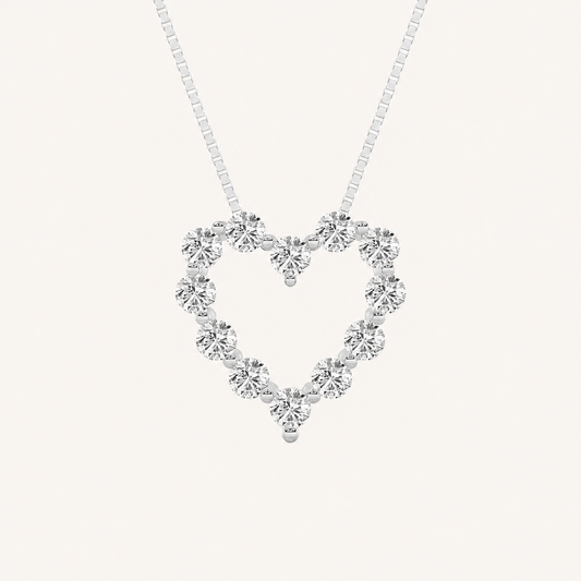 2CT Round Cut Lab Grown Diamond Pendant Heart Necklace
