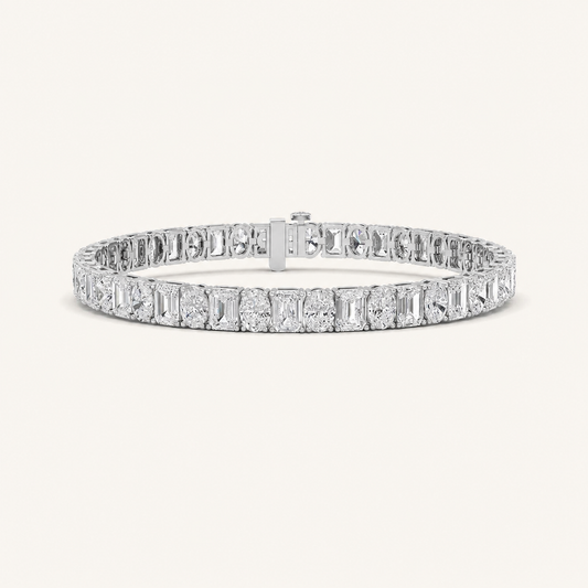 15CT Emerald and Oval Cut Lab Grown Diamond Bracelet