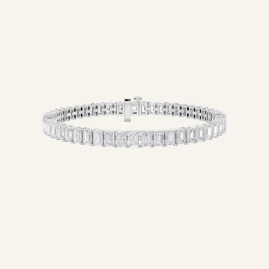 15CT Emerald Cut Lab Grown Diamond Tennis Bracelet
