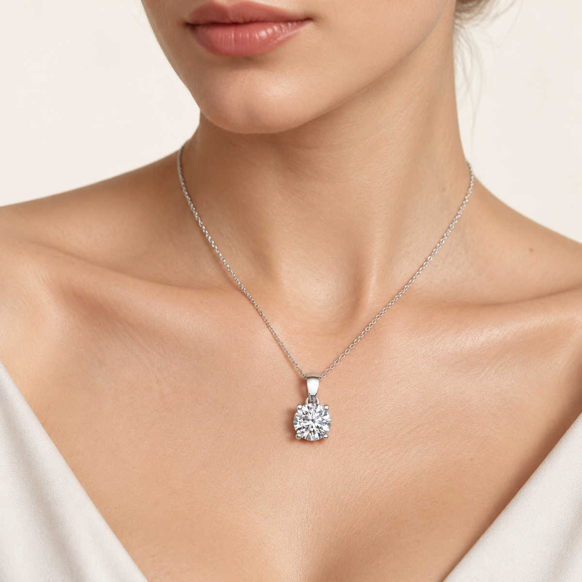 0.75CT Round Cut Certified Lab Grown Diamond Pendant