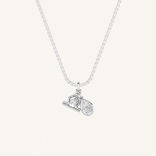 1CT Pear Cut Lab Grown Diamond Zodic Pendant Necklace