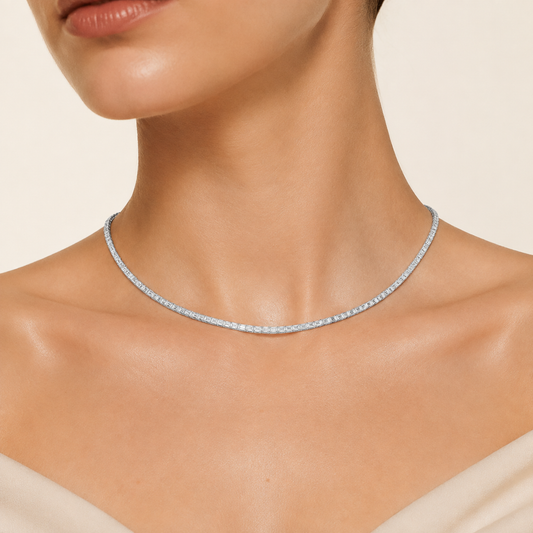 29CT Emerald Cut Lab Grown Diamond Tennis Necklace