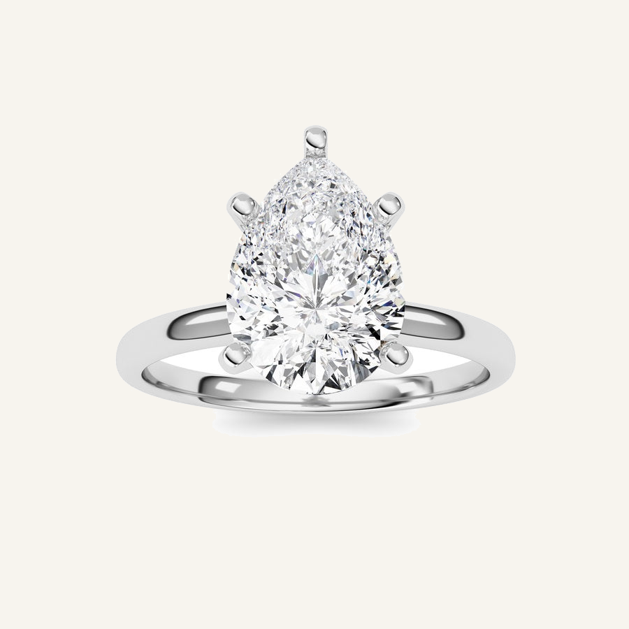 2CT Pear Cut Lab Grown Diamond Solitaire Ring