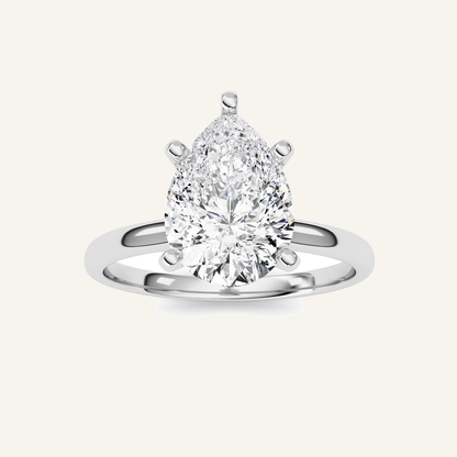 2CT Pear Cut Lab Grown Diamond Solitaire Ring
