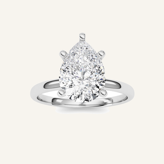 2CT Pear Cut Lab Grown Diamond Solitaire Ring