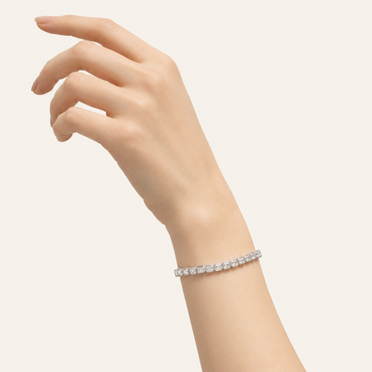 5CT Radiant Cut Lab Grown Diamond East West Bezel Set Tennis Bracelet